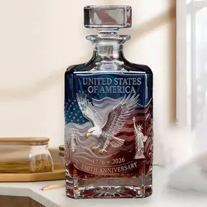 Unique 250 Year Commemorative Whiskey Decanter, Creative Glass Bottle, Great Gift Choice, Home Bar Ornament, Ideal Gift for Him, Home Bar Accessories