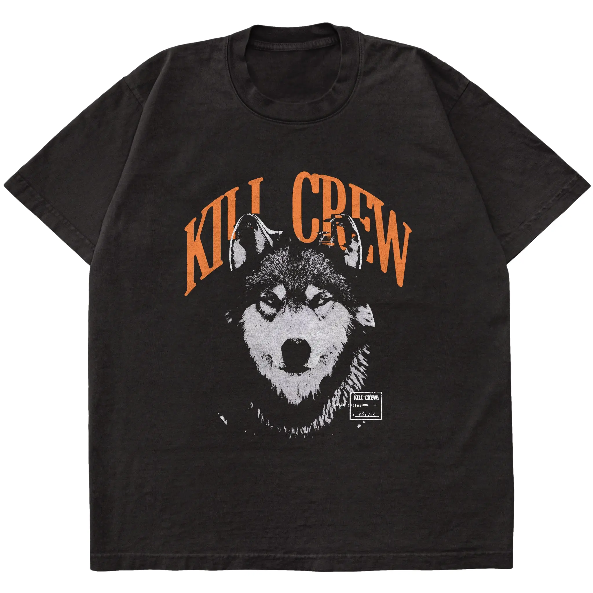 Kill Crew Men's Wolf Graphic Oversized T-Shirt, Casual Short Sleeve Cotton Streetwear Top with a Relaxed Fit
