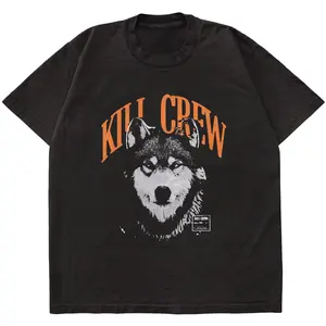 Kill Crew Oversized Wolf T-Shirts Menswear Top Relaxed Fit Loose Tshirt Streetwear