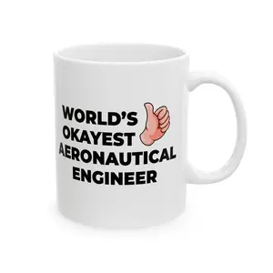 Taglines Gift Co. - World's Okayest Aeronautical Engineer 11 oz Ceramic Mug - Novelty Coffee Tea Cup