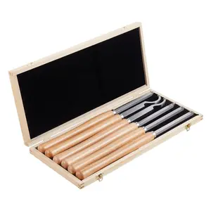 VEVOR Wood Lathe Turning Tool Set, 6PCS, Lathe Roughing, Finishing, Detailing Hollow Tool with Wooden Handle, Diamond Round Square Carbide Inserts, Wooden Box, for Beginners, Hobbyists, Professionals