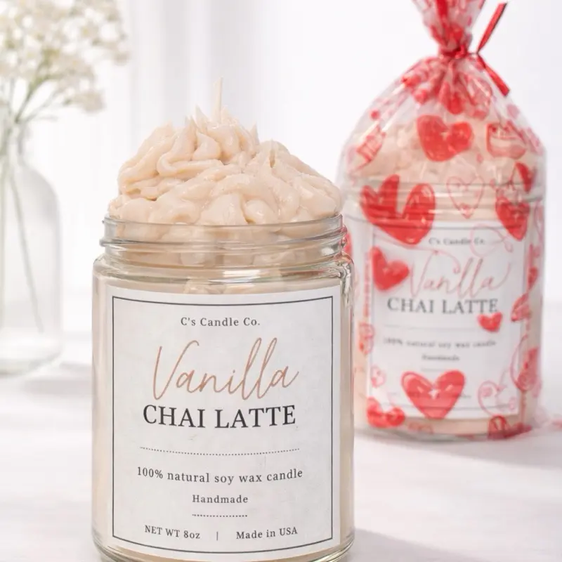 C's Candle Co. Vanilla Chai Latte Soy Wax Candle All Natural Non-Toxic Highly Scented Luxury Candle Handmade 8oz Made in USA