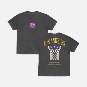 Los Angeles Basketball Shirt, Vintage LA Lakers Style Tee with Basketball Hoop, Unisex Fit for Basketball Fans, Perfect Gift for LA Sports Lovers