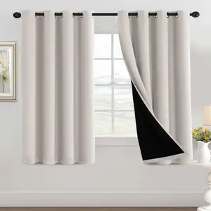 H.VERSAILTEX 2 Panels 100% Blackout Curtain for Bedroom Thermal Insulated Full Blackout Curtains for Living Room Energy Efficiency Window Draperies with Black Liners