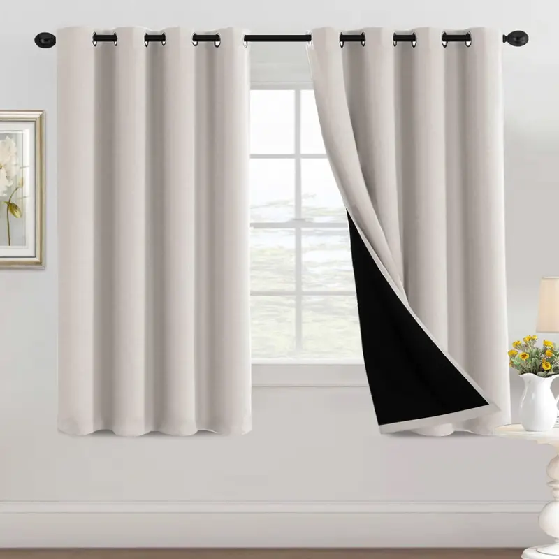 H.VERSAILTEX 2-Panel Privacy Grommet Curtains, 100% Triple Weave High Light Blocking Blackout Window Cover, Anti-Draft Thermal Insulated Energy-Efficient Drapes with Anti-Rust Grommets & Black Liners, Quiet Bedroom Home Decor