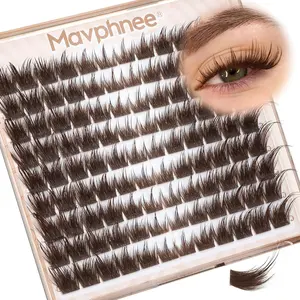 Mavphnee Brown Lash Clusters Wispy Fox Eye Eyelash Clusters Pre-Mapped 9-16MM Cluster Eyelash Extensions with Flexible Band & CC+L Curve Natural Individual Lashes For Soft Vibe