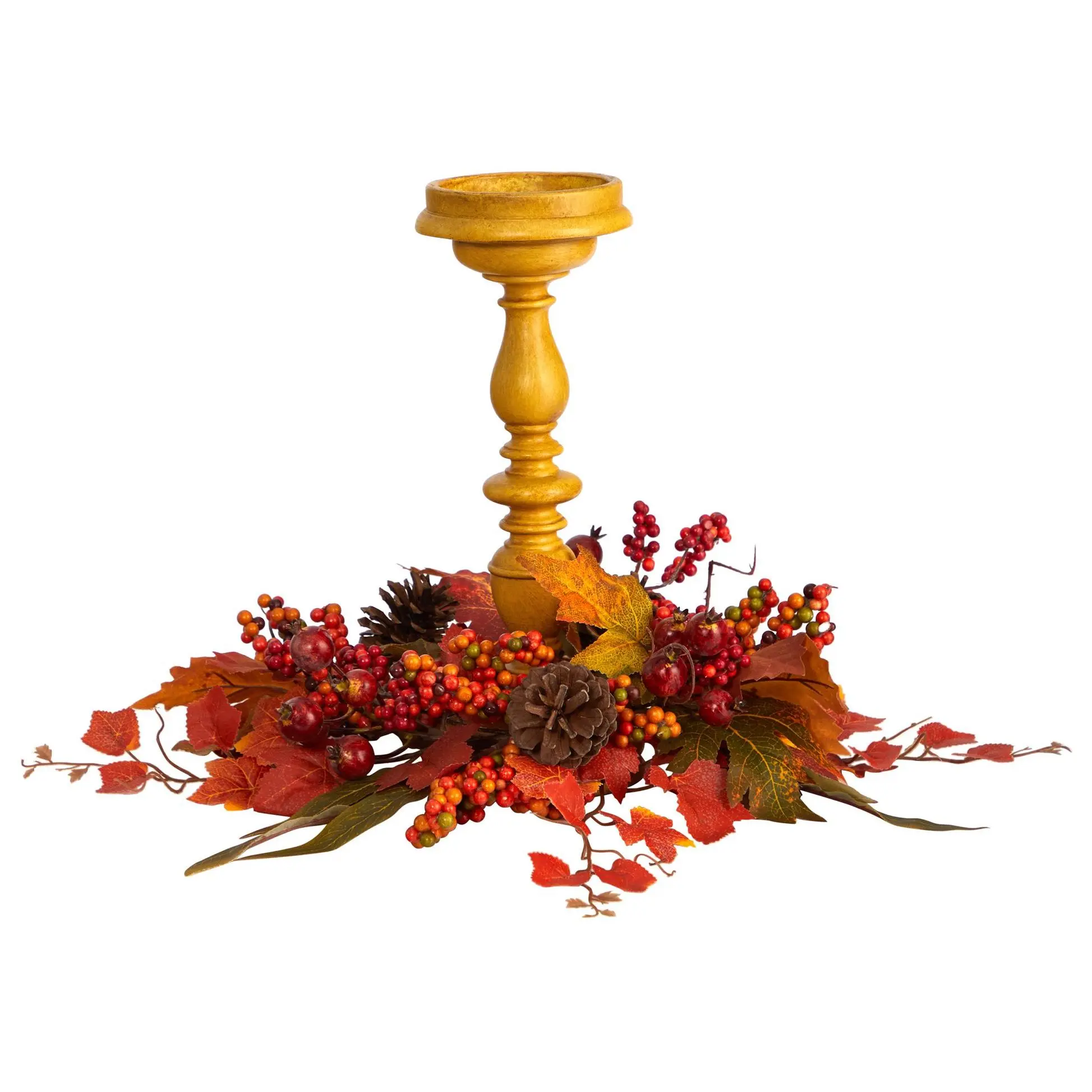 Nearly Natural 5" Harvest Fall Candelabrum Arragement