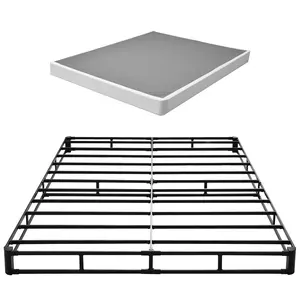VEVOR Box Spring, Queen Size Bed Frame with Washable Fabric Cloth, Heavy Duty Metal Frame for Queen Bed, 5.1 in Mattress Foundation, 3500 lbs Max Weight Capacity, Easy Assembly, 79.1 x 59.6 x 5.1 in