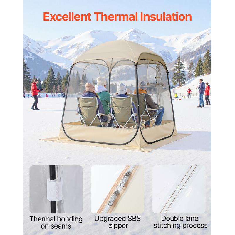 VEVOR Pop up Sports Tent,  63x63 in Clear Bubble Tent for 2-4 Persons, Waterproof Outdoor Pod with Floor Mat & Top Cover, Garden Igloo Dome Tents Camping Shelter for Events Fishing Cheering