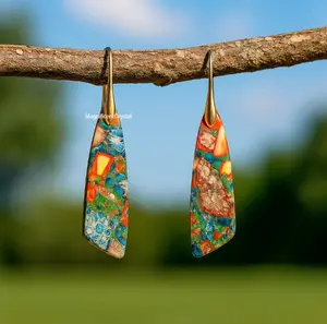 Rainbow Jasper Earrings Healing Chakra Stone Earring Women Jewelry Xmas Gifts