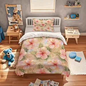 2/3Pcs Tropical Palm Leaf Printed Duvet Cover Set, Boho Style Bedding Set, Soft and Breathable Fabric, Hidden Zipper Design, Wear-resistant and Wrinkle-resistant, Suitable for Bedroom Decoration, No Filling Included