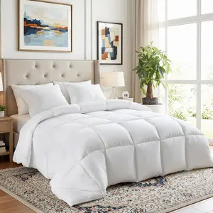 All Season Puffed Quilt Comforter, 5 Colors Available, King Queen Twin Full Sizes, Lightweight Soft Polyester, Breathable Cozy Duvet Insert, Durable Easy Care Microfiber Bed Set