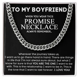 Man Cuban Link Chain Promise Necklace To My Boyfriend From Girlfriend For Boyfriend, Gifts, Jewelry, with Message Card, Box, For Birthday, Valentines, Christmas