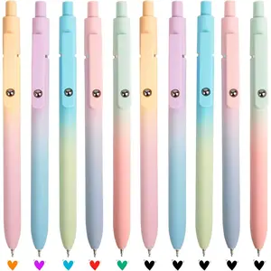 10 count Colored Gel Ink Pens Gradient - Office Journaling School Supplies Colorful Retractable Ink Fine Point Pens with Gradient Barrel, Cute Pastel Aesthetic Smooth Writing Pen for Women Gifts