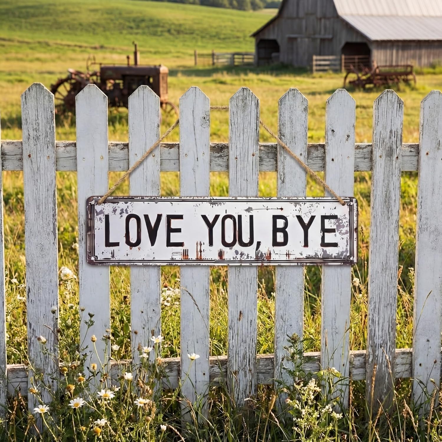 Love You Bye Sign Vintage Love You Bye Sign Wall Decor 16 x 4 Inch Aluminum Home Bar Hallway Entryway Door Wall Art Housewarming Gifts to Express Warm for Your Family(Brown)