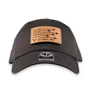 US Air Force Fly Fight Win 47 Brand Dad Hat with Leather Patch - Officially Licensed