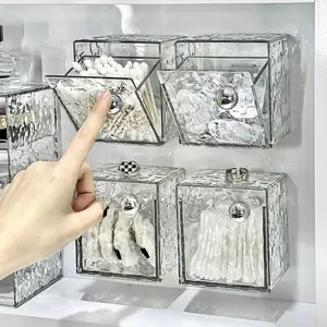 Bathroom Mirror Cabinet Storage Box Cotton Puff Face Cloth Finishing Box Wall Hanging Transparent Cotton Box Lipstick Shelf