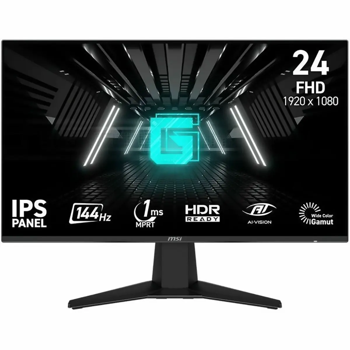 MSI G242L E14 23.8" 16:9 Full HD 144Hz IPS LCD HDR Gaming Monitor, Metallic Black