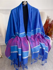 Women's Fashion New Paisley Print Scarf, Casual Soft Scarf, Winter Jacquard Knit Shawl, Ethnic Style Warm Headscarf, Stylish Accessory for Cold Weather hijab