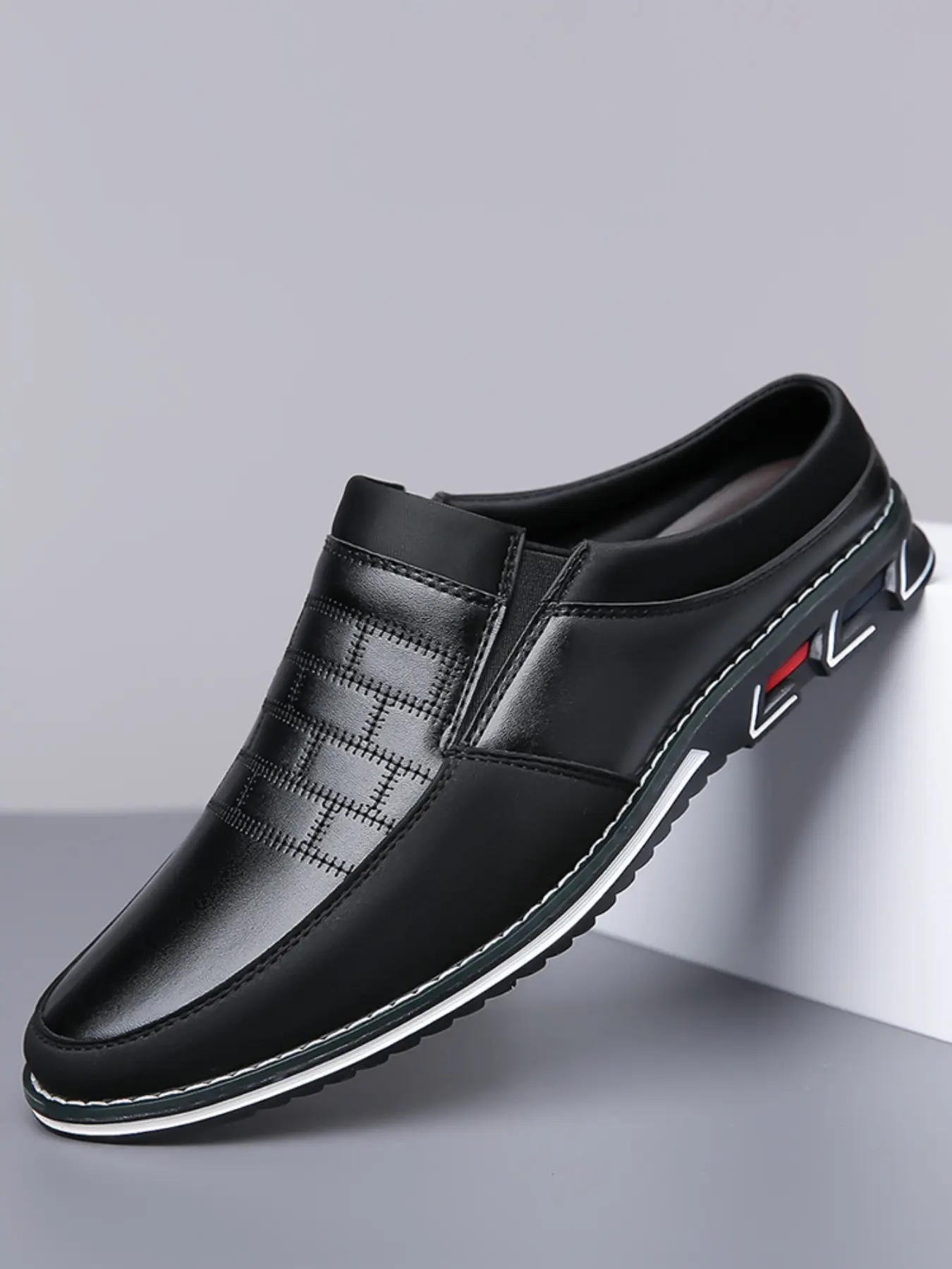 Men's Fashion Business Shoes, Retro Hollow Out Non Slip Mules, Mule Slides, Comfortable Anti-Slip Half Sandals, Durable Rubber Sole, All Season Use