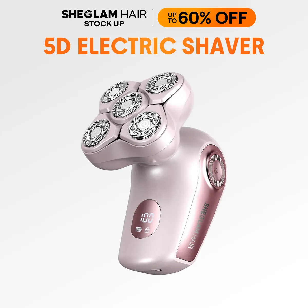 SHEGLAM HAIR Electric Razors for Women, 4-in-1 Electric Shaver with 5-Head 3D Floating Blades, Painless Body Hair Remover for Legs Arms Face, IPX7 Waterproof Wet Dry, USB-C Rechargeable, LED Display