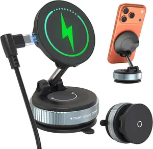 15W Magsafe Car Mount Charger，Suction Cup Phone Mount,360° Vacuum Magnetic Car Phone