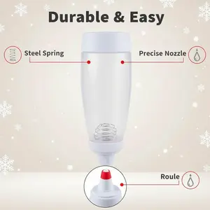 Premium Pancake Batter Dispenser 1pc 1000ml/33.8oz Manual with Steel Spring & Precise Nozzle, Easy Squeeze Design Durable Plastic Kitchen Accessory for Cupcakes Waffles Muffins Baking