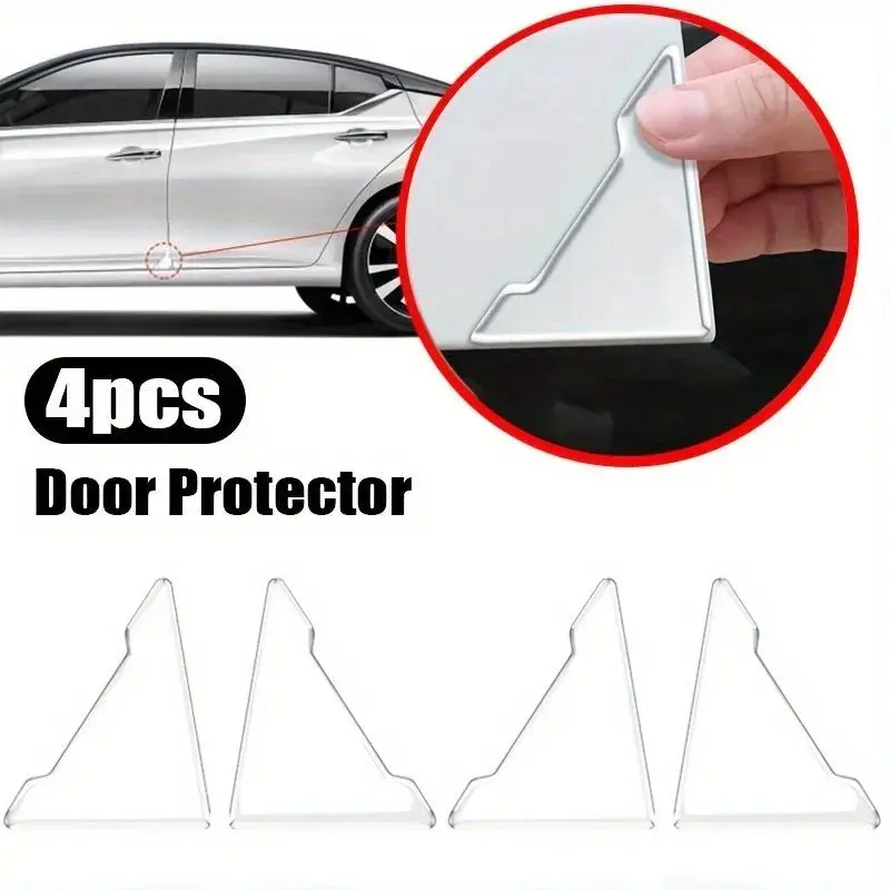 4pcs Universal Car Door Corner Anti-collision Covers, Transparent Silicone Protector Anti-Scratch Stickers Door Protection Cover, Car Decals