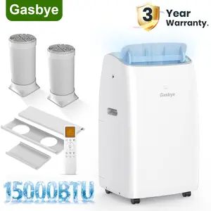 [3 Year Warranty] Gasbye Smart Inverter Portable Air Conditioner with Dual Hose, 15000BTU(12400 BTU SACC) Portable AC Unit with 13.0 CEER Energy-Saving,45dB Low Noise, Cools Up to 550 Sq.Ft. Rooms, Backlit Remote Control, AC Unit Window Kit
