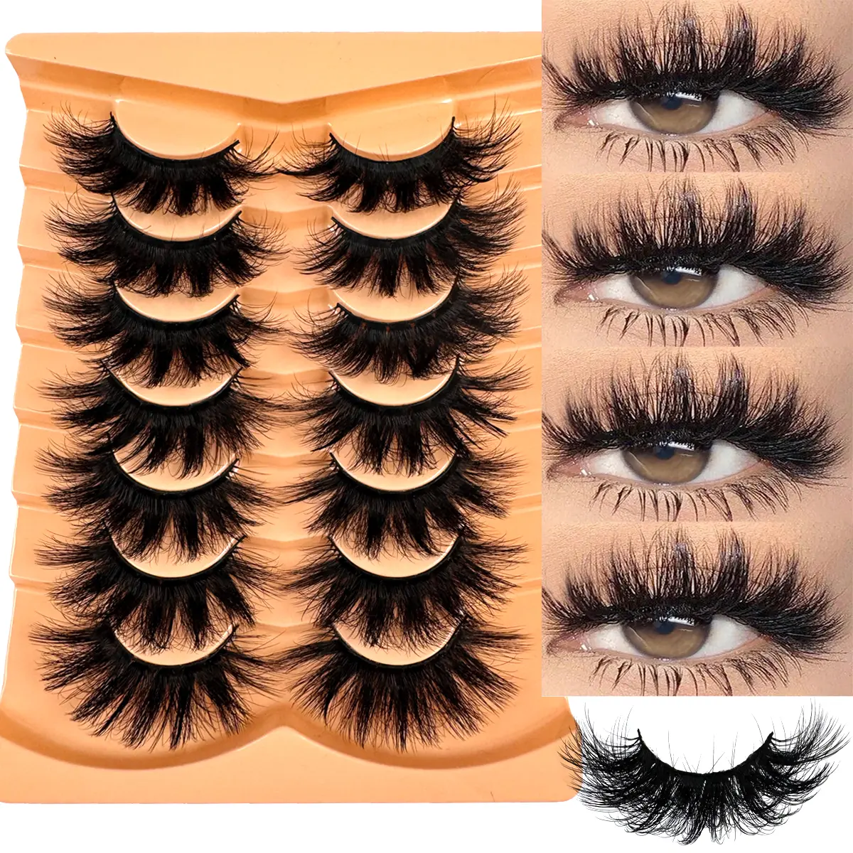 UMIRYAO 7 pairs of artificial mink eyelashes soft and fluffy false eyelashes thick and dramatic messy mink eyelashes cat eyes eyelashes long and clear eyelashes packaging long and thick false eyelashes suitable for festivals and parties
