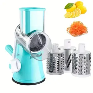1 set, Multifunctional 3-in-1 Cheese Grater, Vegetable Slicer, and Fruit Slicer - Manual Food Grater for Potatoes and Vegetables, Tabletop Drum Greater - Kitchen Gadgets for Easy Preparation Handy Utensils
