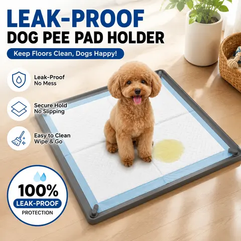PLOSIF Dog Foldable Puppy Pad Holder - BPA-Free Waterproof Silicone Tray with 4 Magnetic Clips Lock, Raised Edges, Compact Folded Design for Travel, Indoor Flooring Protection & No Mess Puppy Toilet Training, Puppy Pads