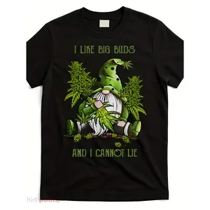 GGOR Humorous Men'S 420 T-Shirt - I Enjoy Large Buds & Can'T Deny It, Weed Graphic Tee, Vintage Stoner Comedy Shirt for 4/20 Gatherings, Washable Summer Festival Attire