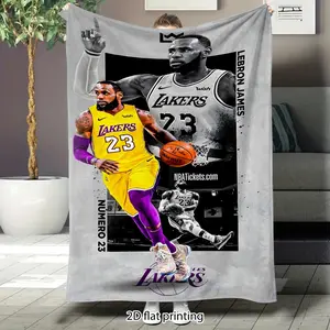 LeBron James Lakers basketball-themed flannel blanket, super soft sofa blanket, large size, suitable for sofas, beds, travel, birthday and Valentine's Day themed gifts.