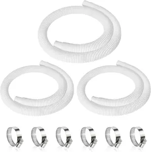 3 Pcs 1.25" 59" Long Pool Pump Replacement Hoses, Compatible with All Above Ground Pool Filter Pumps Using 1 1/4 Diameter Hoses