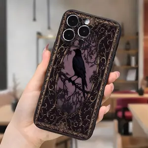 Vintage Gold Edge Raven Design Phone Case, Phone Cover, Shockproof Full Protection for iPhone 17/16/11/12/13/14/15/16 Pro Max/plus/air, Gift for Boyfriend/girlfriend