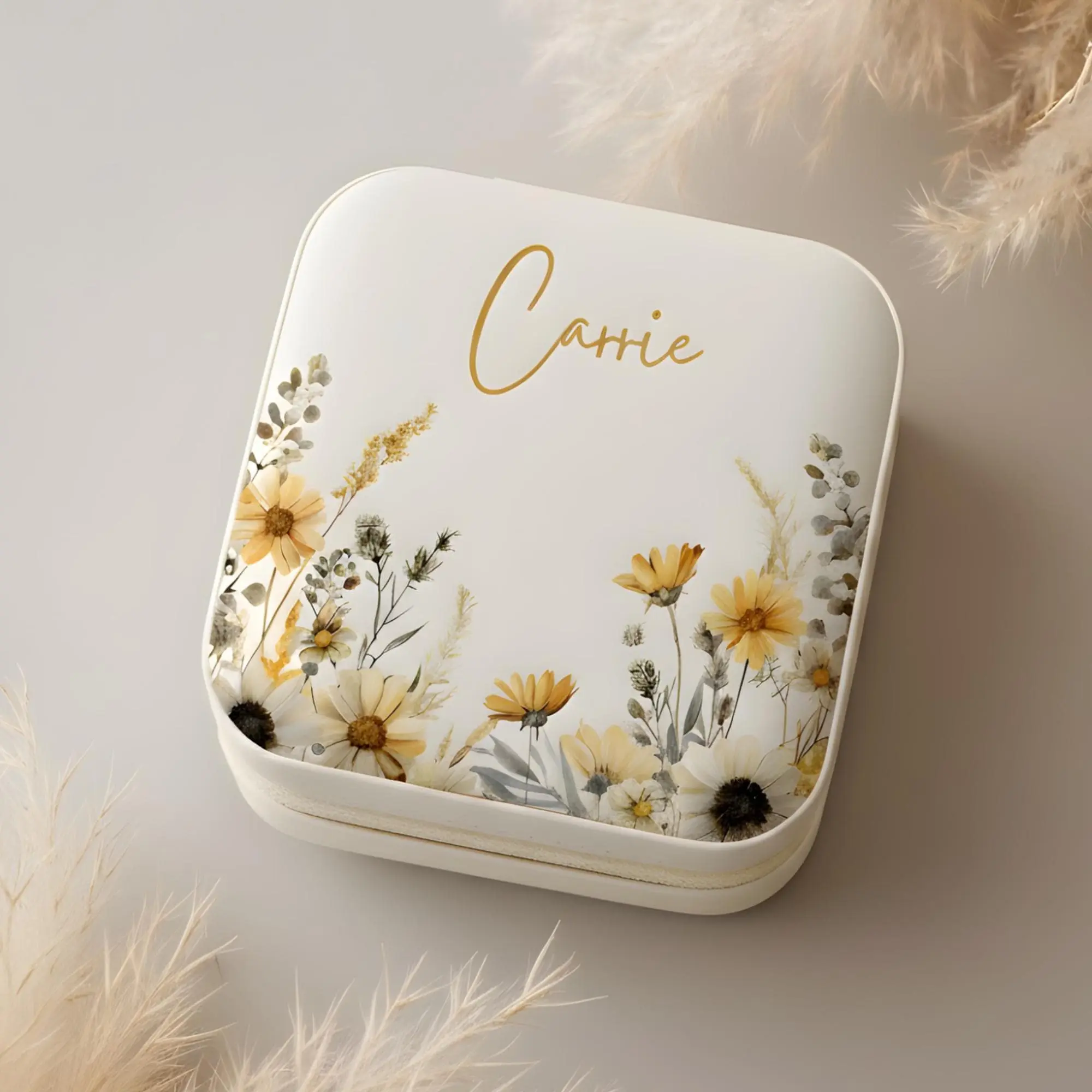 Personalized Travel Jewelry Box, Floral PU Leather Mini Organizer Case, Custom Name Bridesmaid Gift, Birthday & Holiday Gift for Women, Gifts fro Besst Friend