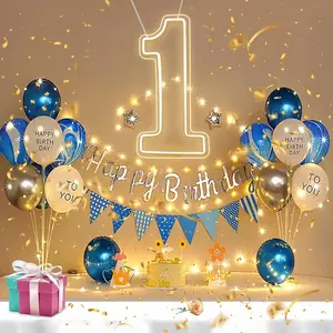 Number Light Up 1 LED Neon Sign Backdrop 26.4'' Birthday Party Decoration Warm White Number One Light Up Sign USB  Big Number Sign Light for Birthday Night Light Party Anniversary Christmas  Decor Wedding