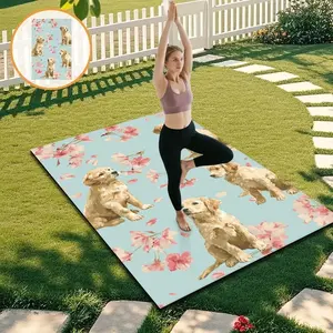 1pc Sakura Golden Retriever Yoga Mat, Non-Slip Home Fitness Cushion Pad, Thick Professional Dance Mat, High-Quality Pet Design