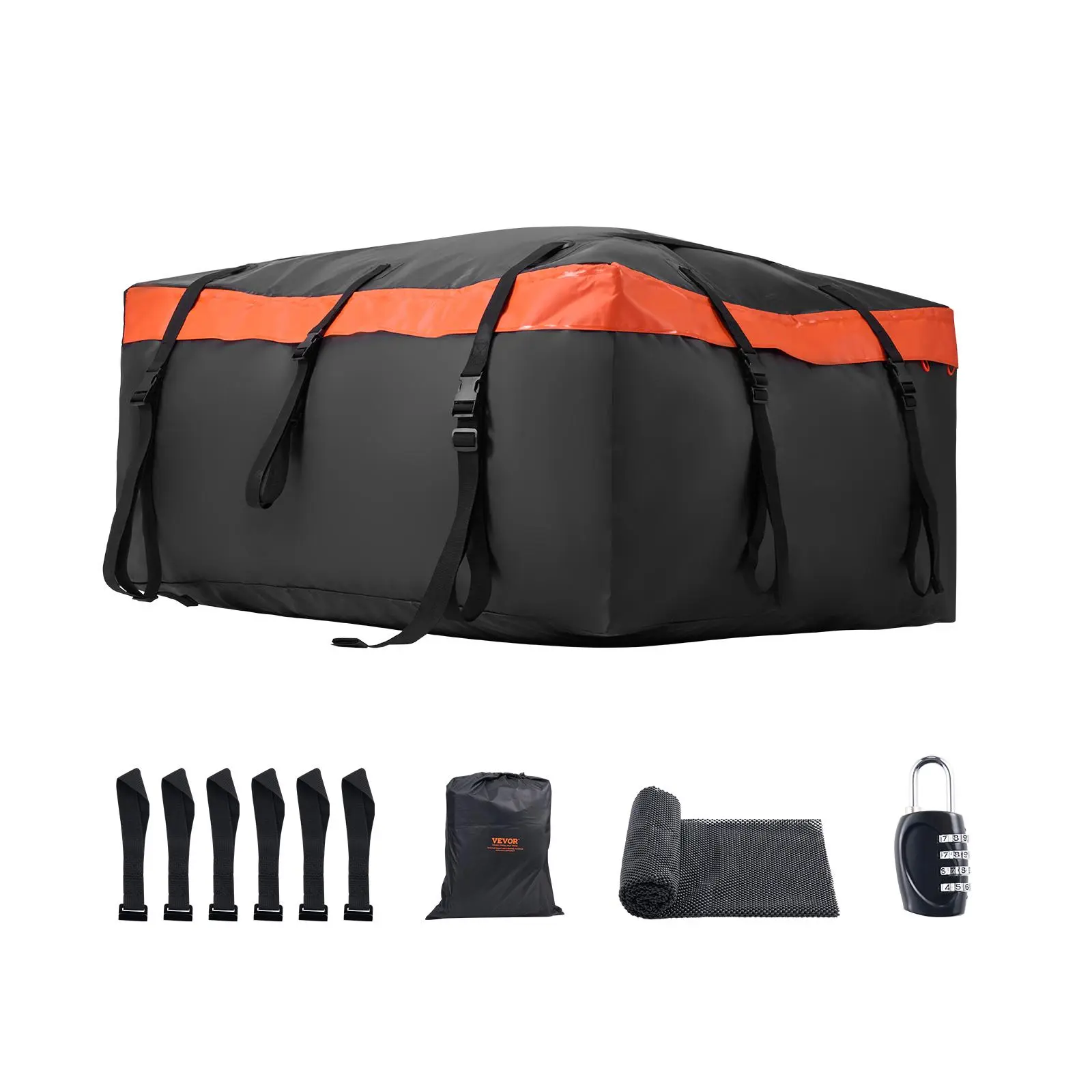 【Summerfinds】VEVOR Car Rooftop Cargo Carrier Bag 23 Cubic Feet Roof Cargo CarrierHeavy Duty 840D PVC 100% Waterproof Car Roof Luggage Bag for All Vehicle with/without Rack- with LockAnti-Slip Mat6 Door Hook