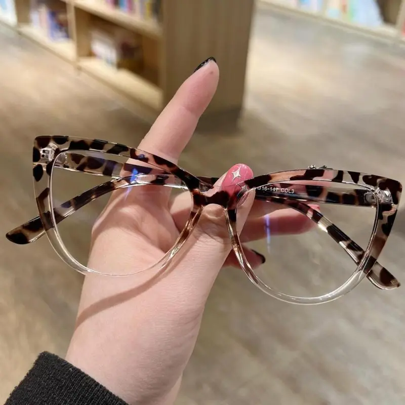 Trendy Cat Eye Frame Eyeglasses, Leopard Pattern Eyeglasses, Anti-blue Light Eyeglasses for Everyday Use, Fashion Accessories for Outdoor Activities, Eyewear