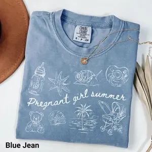 Comfort Colors Pregnant Girl Summer Shirt, Beach Pregnancy Announcement T-shirt, Gender Reveal Tee For Pregnant Daughter, Expecting Mom, Mother's Day