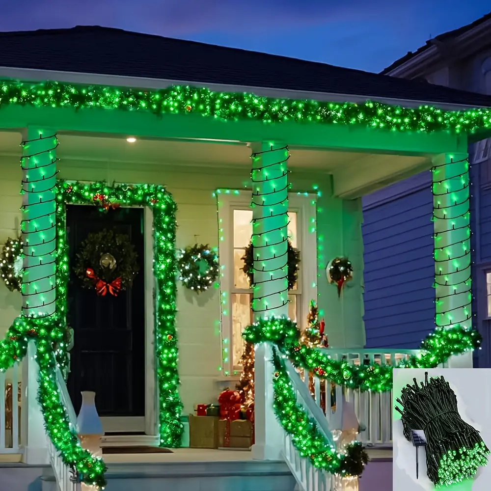 100 LED solar string lights, IP65 outdoor waterproof, suitable for Easter, St. Patrick’s Day, Independence Day, and Memorial Day for Veterans, 39.37 ft outdoor decorative lights, garden lights, 8 lighting modes, outdoor light strip.