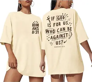 Christian Shirts for Women Faith Jesus Bible Verse If God is for Us Tshirts, Religious Graphic Tees Tops, Womenswear Cotton Tee