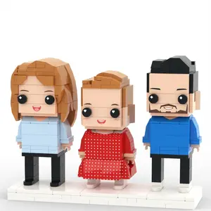 JollyJubilant Sweet Couple Gift Full Body Customizable Square Face 3 People Standing My Custom Brickfigure Granules Personalize Building Block Character