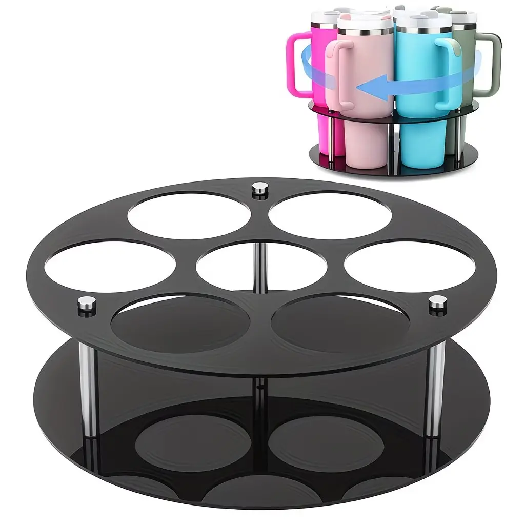 360° Rotating 40oz Tool Brand Cup Holder, Acrylic Organizer with Handle Slot, Suitable for Glass Cups & Insulated Tumblers, Kitchen Storage Solution, Acrylic Display Rack, Beverage Organizer