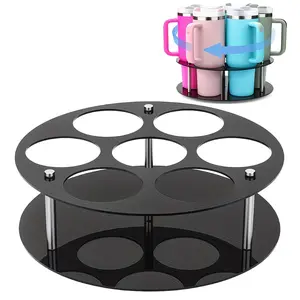 360° Rotating 40oz Tool Brand Cup Holder, Acrylic Organizer with Handle Slot, Suitable for Glass Cups & Insulated Tumblers, Kitchen Storage Solution, Acrylic Display Rack
