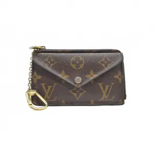 Pre-owned Louis Vuitton canvas Small Leather Goods $675 Monogram Recto Verso Card Holder Black RFID