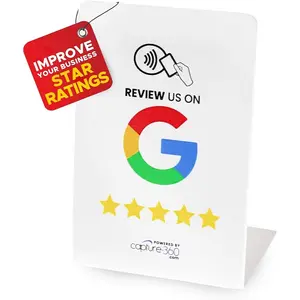 Capture360 Review Stand NFC Digital Feedback Collection with Single-Tap Technology, Simplified Quick-Scan Setup, User-Friendly, Ideal for Cafes, Retail, Salons, Hotels - Google Style
