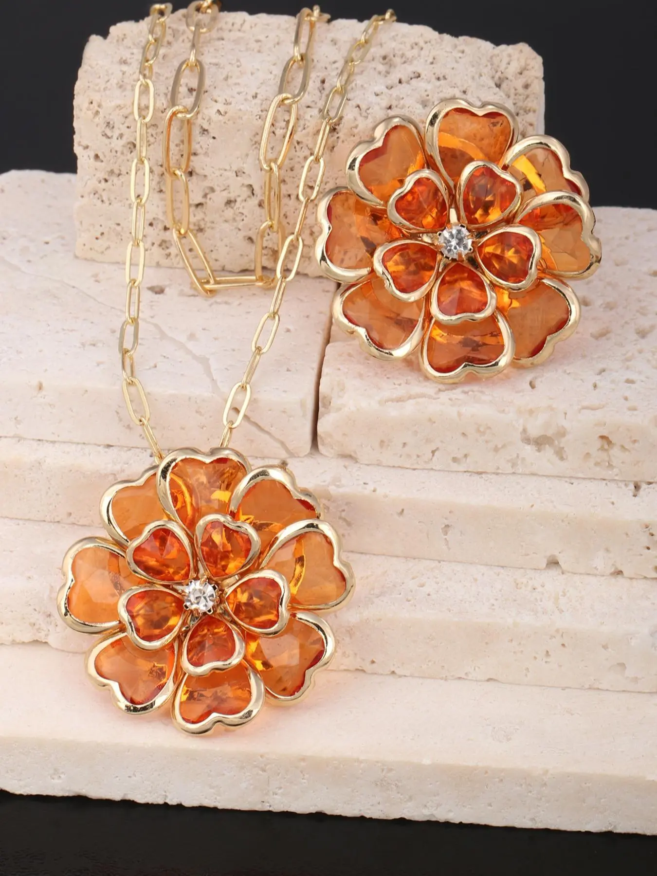 Flower Design Pendant Necklace & Brooch, Elegant Jewelry Set for Women, Fashion Jewelry for Party, Daily Decor, Trendy All-match & Exquisite Jewelry for Birthday Gift